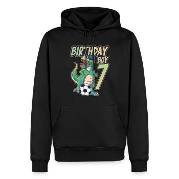 7. Geburtstag Junge Dinosaurier Fußball 7 Jahre - Männer Premium Bio Hoodie - Schwarz - Vorne - Nico (187cm)