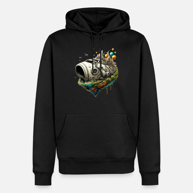 Micro World - Schiff - Männer Premium Bio Hoodie - Schwarz