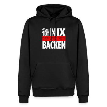 Der tut nix der will nur backen Bäcker Geschenk - Männer Premium Bio Hoodie - Schwarz - Vorne - Nico (187cm)