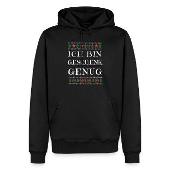 Ich bin Geschenk genug Weinachten - Männer Premium Bio Hoodie - Schwarz - Vorne - Nico (187cm)
