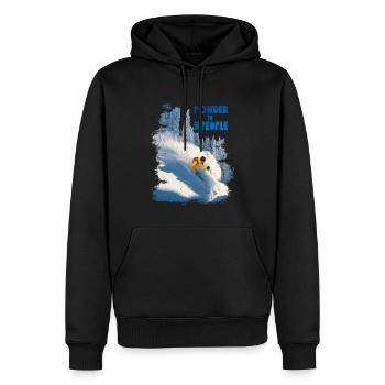 Powder to the people - power edition - Men’s Premium Organic Hoodie - black - Front - Nico (187cm)