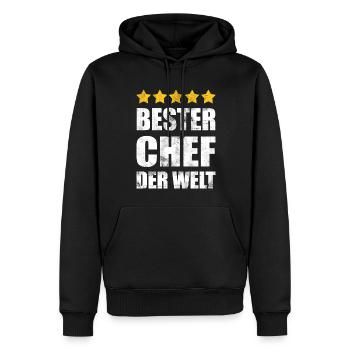 Bester Chef der Welt Vintage - Männer Premium Bio Hoodie - Schwarz - Vorne - Nico (187cm)