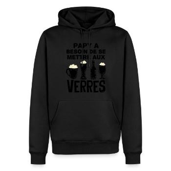 Papy Jardinier Détente Apéro Au Jardin Apéritif - Sweat à capuche Premium bio Homme - noir - Devant - Nico (187cm)