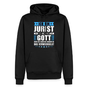 Ich bin Jurist und nicht Gott - Männer Premium Bio Hoodie - Schwarz - Vorne - Nico (187cm)