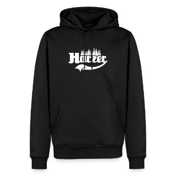 Harz Sprüche Harzer - Männer Premium Bio Hoodie - Schwarz - Vorne - Nico (187cm)
