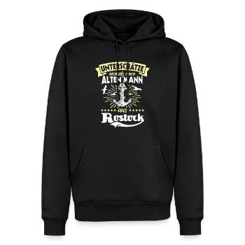 Rostock Sprüche Rostocker - Männer Premium Bio Hoodie - Schwarz - Vorne - Nico (187cm)