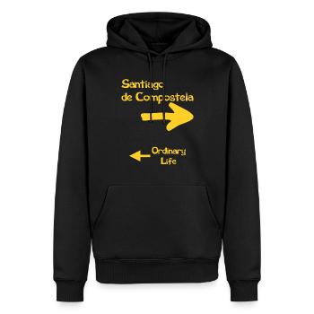 ErSa. Chemin de Saint Jacques et vie ordinaire - Sweat à capuche Premium bio Homme - noir - Devant - Nico (187cm)