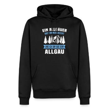 Allgäu Sprüche Allgäuer - Männer Premium Bio Hoodie - Schwarz - Vorne - Nico (187cm)