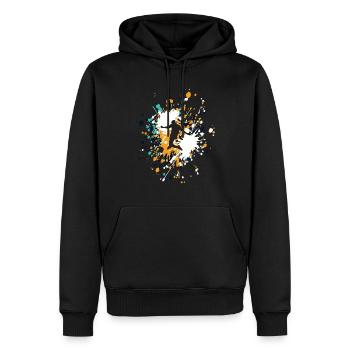 Soccer Striker Shoot Color Splash - Men’s Premium Organic Hoodie - black - Front - Nico (187cm)