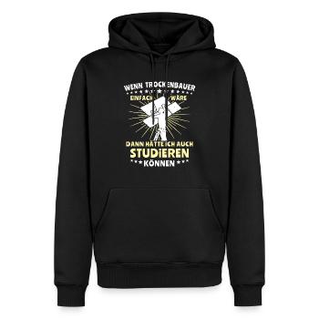 Trockenbauer Trockenbau Trockenbaumonteur - Männer Premium Bio Hoodie - Schwarz - Vorne - Nico (187cm)