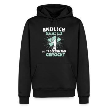 Trockenbauer Trockenbau Trockenbaumonteur - Männer Premium Bio Hoodie - Schwarz - Vorne - Nico (187cm)