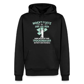 Trockenbauer Trockenbau Trockenbaumonteur - Männer Premium Bio Hoodie - Schwarz - Vorne - Nico (187cm)