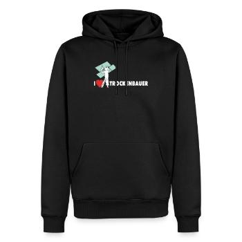 Trockenbaumonteur Sprüche Trockenbauer Geschenk - Männer Premium Bio Hoodie - Schwarz - Vorne - Nico (187cm)
