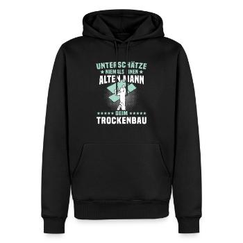 Trockenbauer Sprüche Trockenbau - Männer Premium Bio Hoodie - Schwarz - Vorne - Nico (187cm)