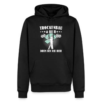 Trockenbauer Sprüche Trockenbau - Männer Premium Bio Hoodie - Schwarz - Vorne - Nico (187cm)