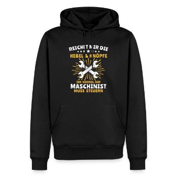 Maschinist Maschinenführer Feuerwehrmann - Männer Premium Bio Hoodie - Schwarz - Vorne - Nico (187cm)