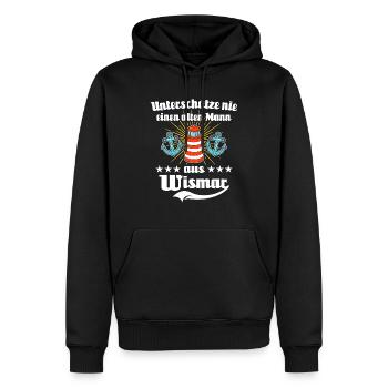 Wismar Ostsee Souvenir - Männer Premium Bio Hoodie - Schwarz - Vorne - Nico (187cm)