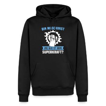 Maschinist Sprüche Maschinenführer - Männer Premium Bio Hoodie - Schwarz - Vorne - Nico (187cm)