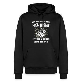 Maschinist Sprüche Maschinisten - Männer Premium Bio Hoodie - Schwarz - Vorne - Nico (187cm)