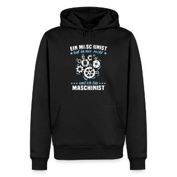 Maschinist Sprüche Maschinisten - Männer Premium Bio Hoodie - Schwarz - Vorne - Nico (187cm)