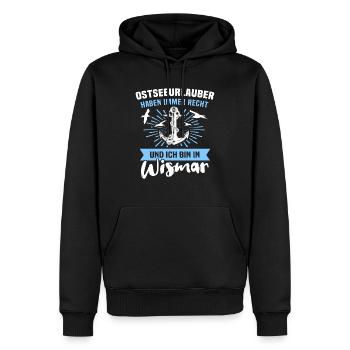Stadt Wismar Sprüche Wismarer - Männer Premium Bio Hoodie - Schwarz - Vorne - Nico (187cm)