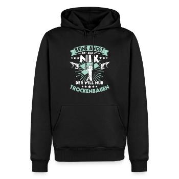 Trockenbauer Trockenbaumonteur Trockenbau - Männer Premium Bio Hoodie - Schwarz - Vorne - Nico (187cm)