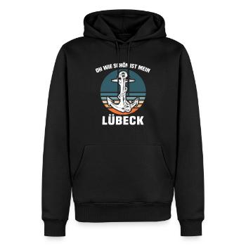 Lübeck Sprüche Hansestadt Luebeck - Männer Premium Bio Hoodie - Schwarz - Vorne - Nico (187cm)