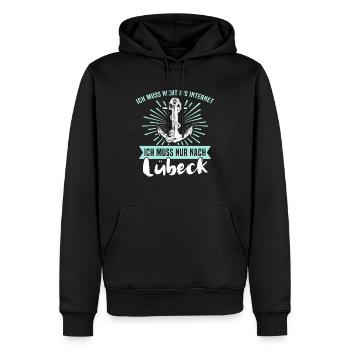 Lübeck Sprüche Hansestadt Luebeck - Männer Premium Bio Hoodie - Schwarz - Vorne - Nico (187cm)