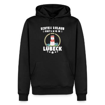 Lübeck Sprüche Hansestadt Luebeck - Männer Premium Bio Hoodie - Schwarz - Vorne - Nico (187cm)