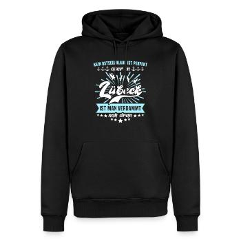 Lübeck Sprüche Hansestadt Luebeck - Männer Premium Bio Hoodie - Schwarz - Vorne - Nico (187cm)