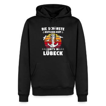 Lübeck Sprüche Hansestadt Luebeck - Männer Premium Bio Hoodie - Schwarz - Vorne - Nico (187cm)