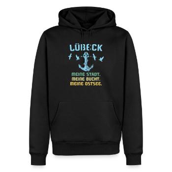 Lübeck Sprüche Hansestadt Luebeck - Männer Premium Bio Hoodie - Schwarz - Vorne - Nico (187cm)