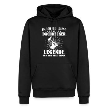 Dachdecker - Männer Premium Bio Hoodie - Schwarz - Vorne - Nico (187cm)