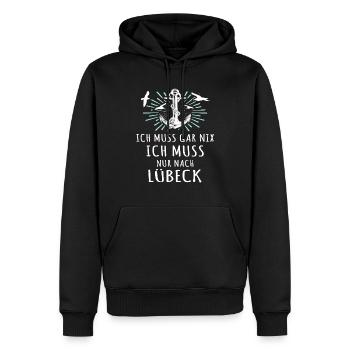 Lübeck Ostsee Lübecker Sprüche - Männer Premium Bio Hoodie - Schwarz - Vorne - Nico (187cm)