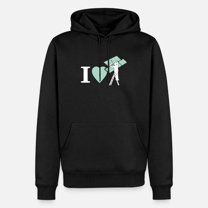 J’aime les cloisons sèches Love Drywall Builder - Sweat à capuche Premium bio Homme - noir