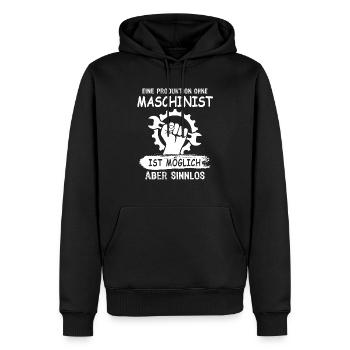 Maschinist - Männer Premium Bio Hoodie - Schwarz - Vorne - Nico (187cm)
