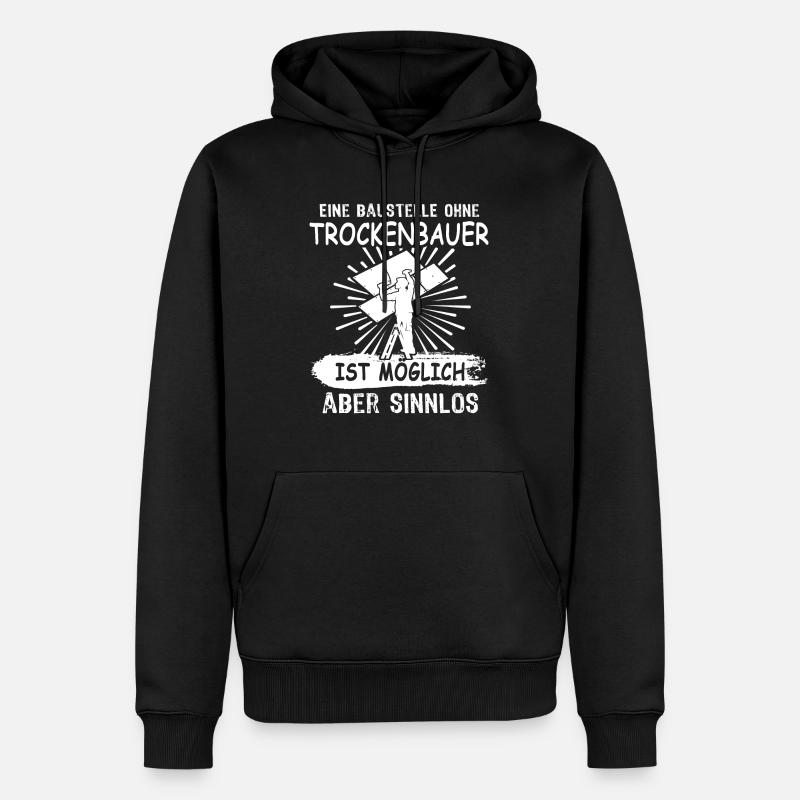 Trockenbauer - Männer Premium Bio Hoodie - Schwarz