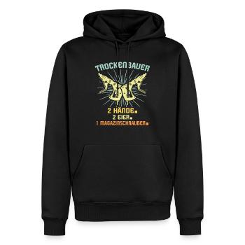 Trockenbaumonteur Sprüche Trockenbauer - Männer Premium Bio Hoodie - Schwarz - Vorne - Nico (187cm)