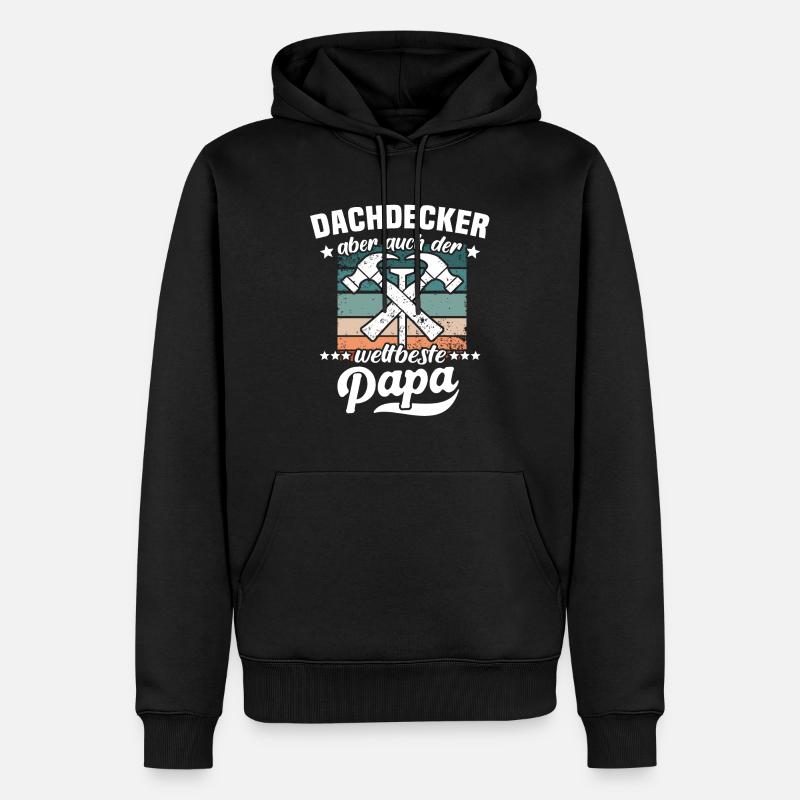Papa Dachdecker Vater Dachdecken - Männer Premium Bio Hoodie - Schwarz