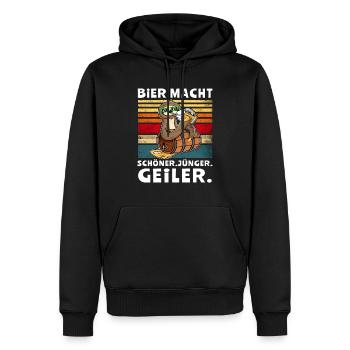 Bier Löten Faultier Biertrinker Sprüche - Männer Premium Bio Hoodie - Schwarz - Vorne - Nico (187cm)