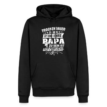 Trockenbauer Trockenbau Papa - Männer Premium Bio Hoodie - Schwarz - Vorne - Nico (187cm)
