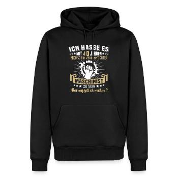 Maschinist 40. Geburtstag 40 Jahre Feuerwehr - Männer Premium Bio Hoodie - Schwarz - Vorne - Nico (187cm)