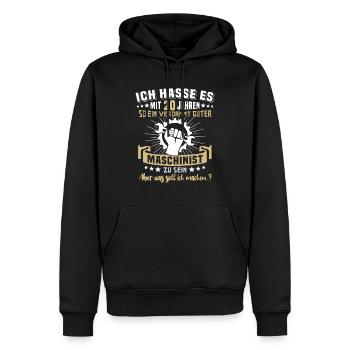 Maschinist 20. Geburtstag 20 Jahre Feuerwehr - Männer Premium Bio Hoodie - Schwarz - Vorne - Nico (187cm)