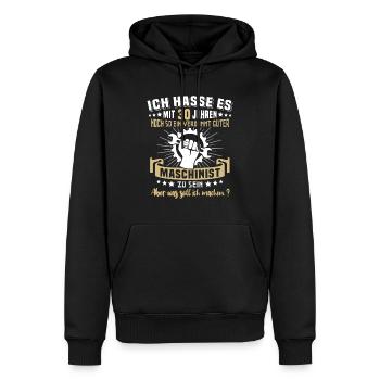 Maschinist 30. Geburtstag 30 Jahre Feuerwehr - Männer Premium Bio Hoodie - Schwarz - Vorne - Nico (187cm)