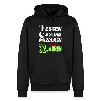 Geburtstag 32 Zocken Spielen Gaming Schlafen - Männer Premium Bio Hoodie - Schwarz - Vorne - Nico (187cm)