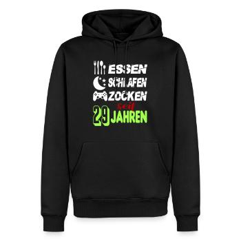 Geburtstag 29 Zocken Spielen Gaming Schlafen - Männer Premium Bio Hoodie - Schwarz - Vorne - Nico (187cm)