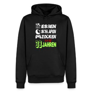 Geburtstag 38 Zocken Spielen Gaming Schlafen - Männer Premium Bio Hoodie - Schwarz - Vorne - Nico (187cm)