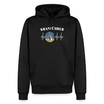 Kranführer EKG Kranfahrer Herzlinie - Männer Premium Bio Hoodie - Schwarz - Vorne - Nico (187cm)