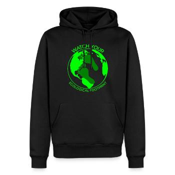 Achten Sie auf Ihren Ökologischen Fußabdruck - - Männer Premium Bio Hoodie - Schwarz - Vorne - Nico (187cm)