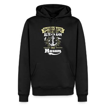 Husum Männer Husumer Mann - Männer Premium Bio Hoodie - Schwarz - Vorne - Nico (187cm)